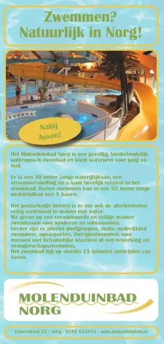 Het Molenduinbad in Norg is het leukste Drentse subtropische familiezwembad.