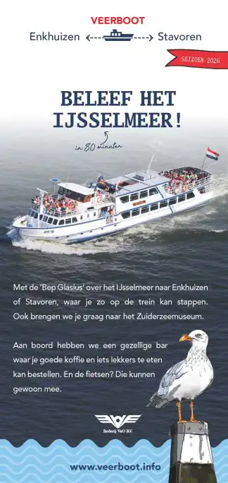 De Veerboot Stavoren - Enkhuizen vaart gezellig met Bep Glasius over het IJsselmeer!