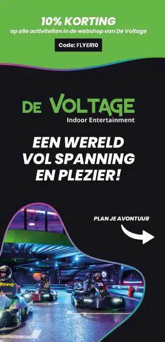 De Voltage in Tilburg is hét grootste indoor entertainmentcentrum van Nederland: meer dan 35 gave activiteiten.