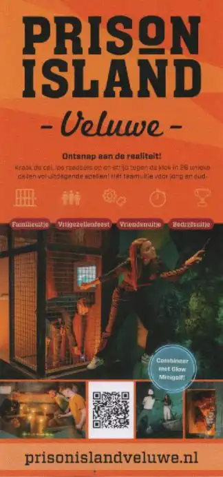 Prison Island Veluwe: levensecht spel met 26 cellen, teamwork, tactiek en actie. Race om punten, perfect voor families, vrienden of collega’s!