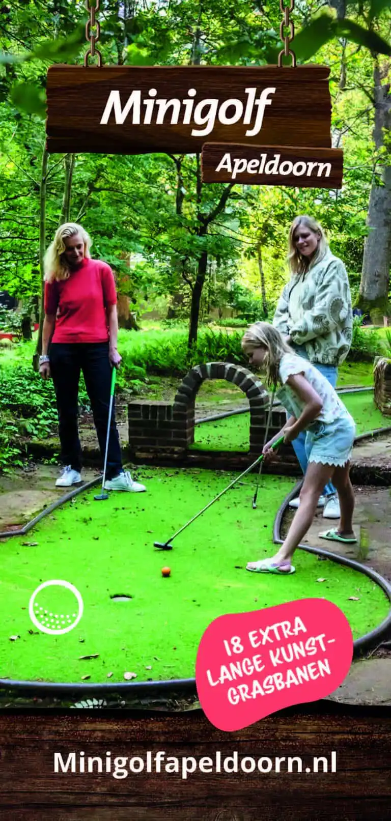 Naast het iconische Boschbad, ligt Minigolf Apeldoorn: een van Nederlands oudste banen.